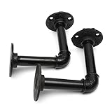 KINGSO 12 X 12 cm Industrialブラック鉄パイプシェルフブラケット壁マウントフローティングシェルフ吊り壁のハードウェアスチームパンク装飾カスタム配管パイプシェルフシェルフRes