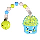 Gumeez Gumbaby Cupcake Teething Toy with Pacifier Clip Blue/Chartreuse/White One Size [並行輸入品]