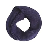 Tonsee キッズ ニットマフラー 秋冬 ネックウォーマー 防寒 カジュアル 子供用 スカーフ (ネービー)