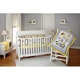 Little Bedding by NoJo Elephant Time 3-Piece Crib Bedding Set, Yellow with BONUS Bumper Pad by NoJo