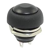 SODIAL(R)12ミリメートルフラッシュマウントSPST ON / OFFモーメンタリブラックラウンドプッシュボタンスイッチ250V AC 3A