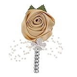 Dovewill 10タイプ選べる　フラワーコサージュ　ブライダルコサージュ　ブライダルフラワーオーナメント　結婚式　インテリア - ゴールドローズ