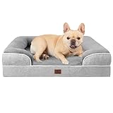 EHEYCIGA 犬 ベッド ペットベッド 防水 猫 ベッド 洗える 犬用 クッション 高反発 取り外せるカバー 滑り止め オールシーズン 小型犬 中型犬(76x51x16.5cm，グレー)