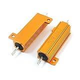 uxcell　メタルクラッド抵抗　アルミクラッド抵抗器　アキシャルリード　ゴールドトーン　50W　10Kオーム　許容差5%　2個入り