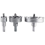 Akozon HSSドリルビットソーセット、超硬チップTCTコア金属加工カッター3本25mm / 50mm / 75mm工具セット