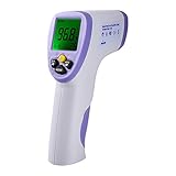 非接触式 赤外線放射 デジタル体温計 高精度 ワンタッチ 秒検 アラーム機能 ホワイト Blu7ive