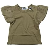 《初夏盛夏対応》 SUCRE(シュクル) 袖布帛フリル天竺半袖Tシャツ 130cm/カーキ NO.F-474125