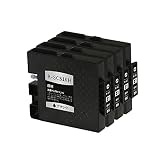 【pomme】 GC31KH ブラック 顔料 お得な4本セット 増量 リコー対応 互換インク 残量表示機能付 ISO14001/ISO9001認証工場 (GC31 GC31H)
