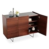 LOWYA （ロウヤ） 収納 ラック リビングボード 国産 スチール脚 天板化粧仕上げ 可動棚 コードリール付 サイドボード おしゃれ 幅120cm ブラウン 新生活