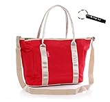 マザーズバッグ ２ＷＡＹ [ホイッスル セット] 多機能　ショルダー トートバッグ シンプル 軽量 大容量 (レッド)