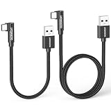 aceyoon USB C ケーブル 0.2+0.5m 短い 2本セット L字 タイプC ケーブル L型 20cm 50cm 90度 垂直 急速充電 最大2.4A 高速データ伝送 ナイロン編み USB-A to USB C Cable Type-C機器対応