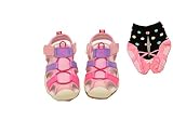 DOBOYG 男女共用　ベビー キッズ 子供サンダル シューズ 靴下セット 夏 つま先保護 子供 各サイズ男児 女児　カラー：ブルー　ピンク (内寸14cm, ピンク)