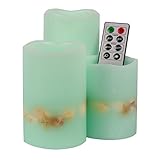 cozeyatカラフルLarge電池式キャンドル、3pcs FlamelessライトwithリモートタイマーオーシャンシェルDecorated（バッテリは含まれません） CDL343W39-8_coz