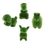 F Fityle 人工芝　動物の置物　4個入り　庭の装飾　インテリア　芝生 ガーデン デコレーション ナイロン　