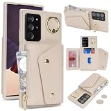 for Galaxy Note 20 Ultra ケース 背面フリップ ギャラクシー Note20 Ultra 手帳型 携帯カバー Note20Ultra Case SunYoo ICカード コインポケット ストラップ付き カード 収納 小銭入れ ファスナーポケット付き ブラック
