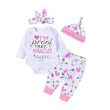 (プタス)Putars ベビー服 子供服 ロンパース 上下セット 女の子 長袖 MIRACLES HAPPEN 帽子付き 可愛い 秋 冬 新生児 歩行服 出産お祝い 記念日 プレゼント 0-24ヶ月