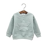 [ALBJHB]Unisex Kids Long Sleeve Cotton Winter T-Shirt With Fleece-lined Star patched Desing Pink Cla