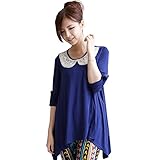 (ベア・ランド ) Bearsland五分袖ラウンドネックメリヤスマタニティトップス L ブルー