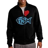 男 ジャケット ファスナー スウェットシャツ パーカー 魚 好き スタイリッシュ スウェット フィットネス クール S