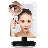 メイクアップ化粧台ミラー、aogvnaタッチ画面16 LED Lighted Vanity調節可能なミラーwith Removable 10 x倍率ミラースタンドforカウンタートップ定義利便性減光C
