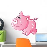 Wallmonkeys wm356993キュートベビーピンクCartoon Pig Peel and Stick Wall Decals 18"W x 16"H - Small GEN-16432-1