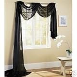 (1, JAGA) - 1 X Beautiful Elegant Voile Sheer Valance Scarf 90cm X 550cm Topper Black
