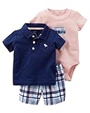 カーターズ Carter's 正規品 2018新作 セット 半袖衿付きシャツ+ボディスーツ+半ズボン 3点セット☆Bird☆