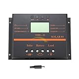 Y-SOLAR 30A 60A 80A 5V USBソーラーコントローラーLCD PVパネルバッテリーレギュレーター充電放電コントローラー12V 24Vソーラーシステム (80A)