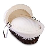 Clair de Lune Dimple Dark Wicker Moses Basket (Cream) by Clair de Lune