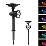 ソーラーリモートコントロール8色LEDスポットライトを変更する防水アウトドアガーデン芝生の風景ランプ