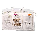 ベビーベッド収納 小物入れ 収納袋 可愛い お風呂収納袋 おもちゃ サイドポーチ 片付け 吊り袋 子供部屋収納 hibote 75*35cm HY-15