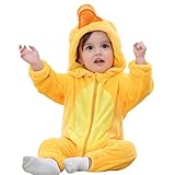 ベビーロンパースHosam 子供服　赤ちゃん　男の子　女の子　動物　コスチューム 可愛い　柔らかい　秋冬衣装　室内　子供の誕生日プレゼント　出産お祝い (70, アヒル)