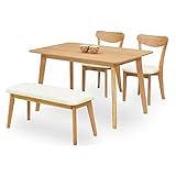 ダイニングテーブルセット 4点セット ベンチ テーブル幅120cm (ナチュラル)