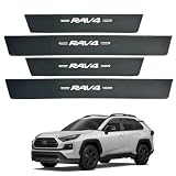 JuYuna RAV4全系専用 スカッフプレート サイドステップガード 保護ステッカー サイドステップガーニッシュ 両面テープ(シルバー)