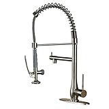Votamuta Commercial High Arc Heavy Spiral Spring Stainless Steel Brushed Nickel Single Handle Pre Ri