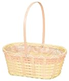 大橋新治商店 ハンドメイド 室内鉢カバー Bamboo Basket 鉢カバー手付き D5号Wサイズ ピンク 65-495