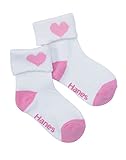 Hanes 36-6 Girls Infant ToDDler Turn Cuff Socks 6-Pack Size 12-24 Mo, White With Asst Heel And Toe M