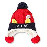 ikevanベビーキッズかわいい猫帽子コットンキャップ帽子ビーニー暖かい帽子 Suit for 1-4 Years-Old Kids レッド IPET65222333625