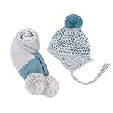 Goenn かわいい 帽子 &マフラー セット ベビー 赤ちゃん帽子 冬防寒 冬 しもやけ 対策 キッズ子供用 誕生日、お祝い、プレゼント　かわいい防寒帽子 公園 お出かけ お散歩 (グレー)