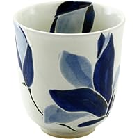 ランチャン(Ranchant) 湯のみ(青)大 ホワイト Φ7.5x8(cm) 化粧モクレン 有田焼 日本製