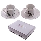 Egg n Chips London - Set of 2 Espresso Cup and Saucer - I Love My Cat
