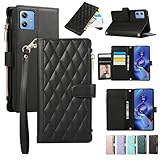 Noaivoky For Moto G64 5G / G64Y 5G ケース 手帳型 モトローラ g64 ケース ショルダー カード収納 スマホケース motog645g 財布型 スタンド機能 motog64y5g カバー 肩掛け ファスナー モトローラg64 ストラップ 小銭入れ RFIDブロッキング 耐衝撃 おしゃれ - ブラック