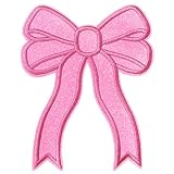 アイロンワッペン リボン 刺繍アップリケ ピンク 12.9×10.3cm のり付き 9色 NYANDELMO ND-0416-R01 ND-0416-R01-PK