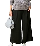 Angeliebe エンジェリーベ 産前 産後 対応 起毛 ポンチ ワイド パンツ マタニティ ズボン 妊婦服 スカンツ ロング S ～ M ブラック