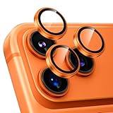 Podick レンズカバー iPhone 17 Pro/17 Pro Max 用 カメラフィルム 【貼ってる感ゼロ！】 9H強化ガラス アルミ合金 耐衝撃 いphone17pro/17pro max カメラ保護 高透過率 キズ防止 露出オーバー防止 気泡ゼロ 指紋防止 貼り付け簡単 アイフォン17プロ/17プロマックス 対応 独立型レンズプロテクター (17Pro/Max,Orange)