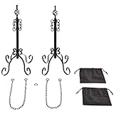 チェーンスタンド 2本セット アイアン ガーデンフェンス フェンス ポール 柵 簡易設置 駐車場 ブラック