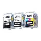BC-360XL BC-361XL キヤノン用 詰め替え インクカートリッジ BC-360XL ブラック 黒 顔料 BC-361XL 3色カラー 染料 3本セット BC-360XL×2+BC-361XL 大容量 対応機種：PIXUS TS5330 TS5430