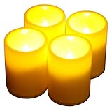Home Impressions 3x4インチ 無炎プラスチックの柱 LEDキャンドルライト タイマー付 電池式 イエロー 4つ入りパック