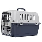 JungleA ペットキャリー 犬クレート 中型犬 ペットクレート 犬用ハードキャリー ハードクレート 猫 小型犬 中型犬 バリケン バリケンネル ペットキャリーケース プラスチック製 頑丈耐用 丸洗い可能 車 新幹線 飛行機対応 航空輸送ボックス 航空箱 取っ手付き 組立簡単 (L61xW40xH40cm)