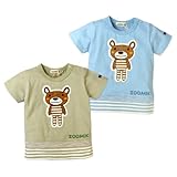 ベビー服 男の子 Tシャツ 半袖 ZOOMIC ズーミック ボーダー柄 ロゴプリント ワッペン 男児 ベビー (2サックス/90cm)